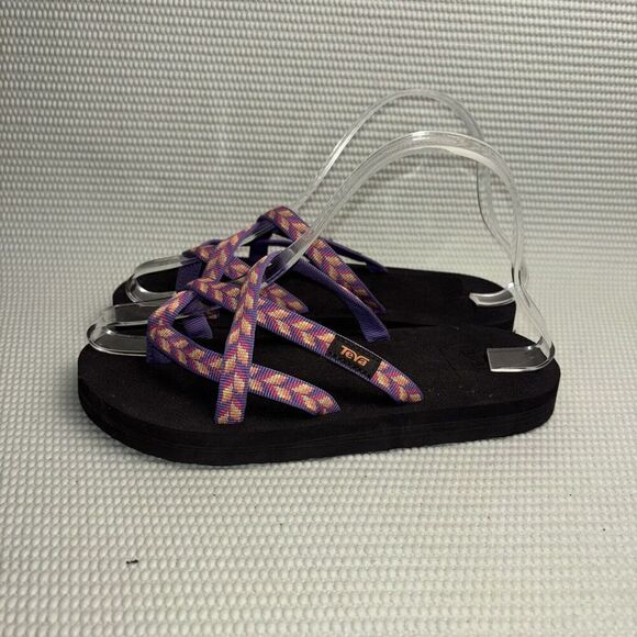 Teva Olowahu Flip Flop Sandals Women’s Size 4 Retro Geometric Pink Outdoor Beach - Picture 3 of 9